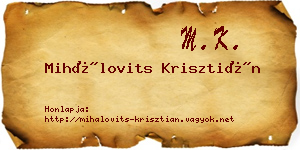 Mihálovits Krisztián névjegykártya